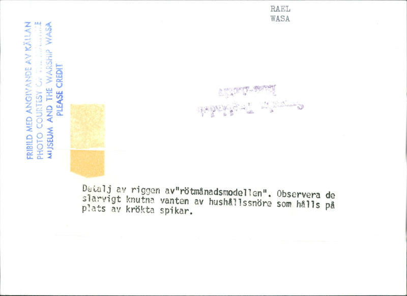 Real Wasa Detail of the Rig of the Red Month Model - Vintage Photograph