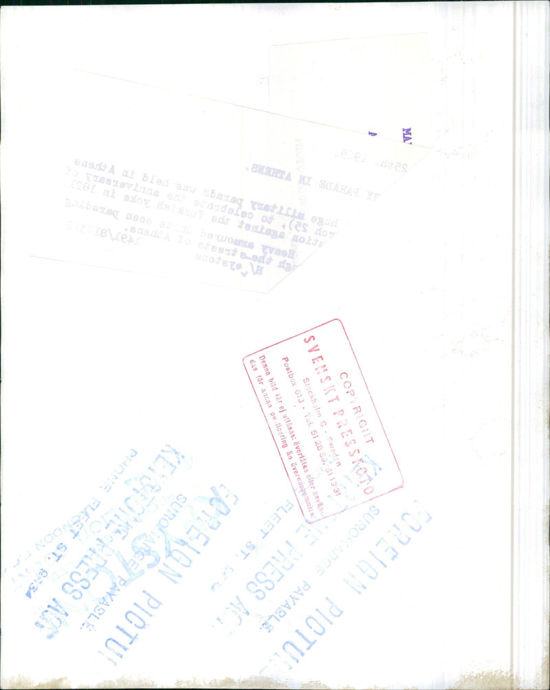 Greece's streets, military and soldiers cross the streets. - Vintage Photograph