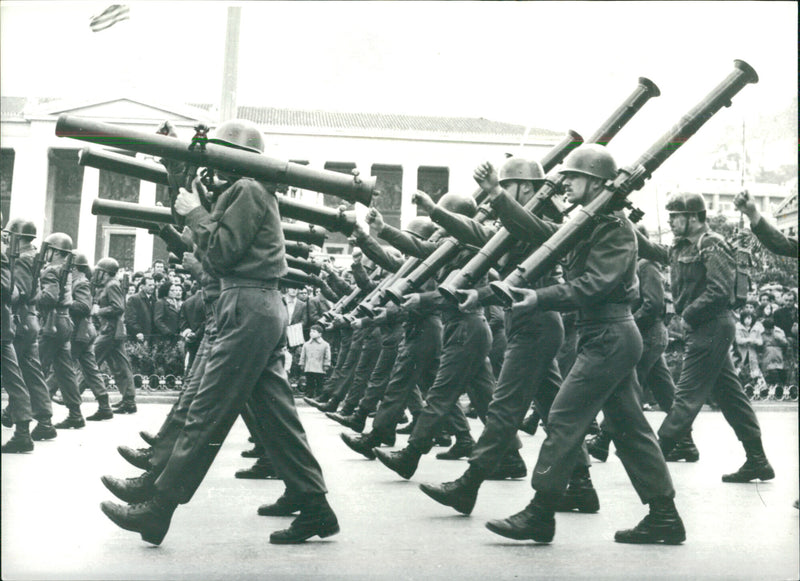 Greece celebrates with military day national day. - Vintage Photograph