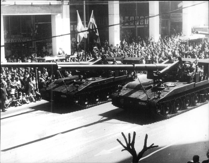 Greece celebrates with military day national day. - Vintage Photograph