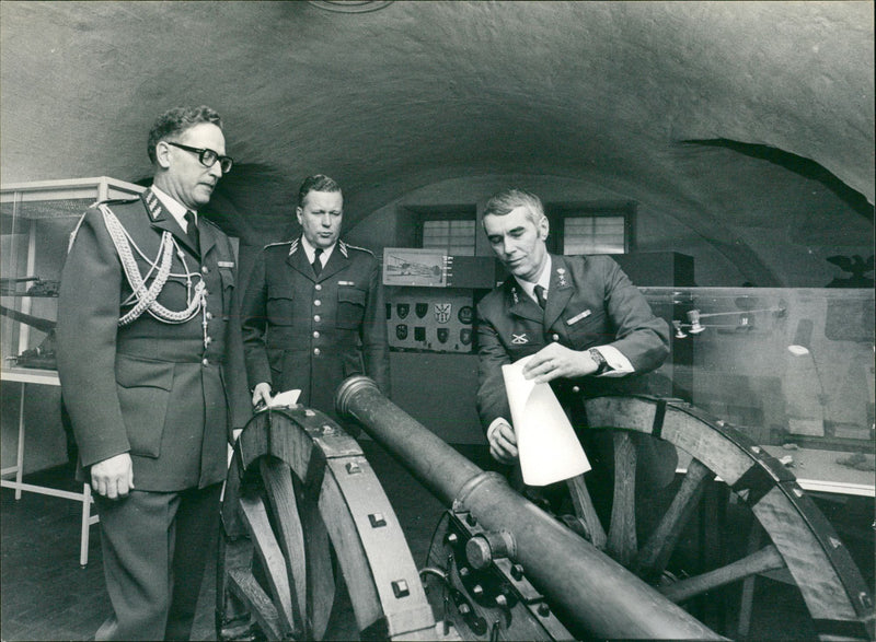 Major General Lennart Ljung and Bengt Liljestrand with Lieutenant Colonel Bertil Stjernfelt - Vintage Photograph