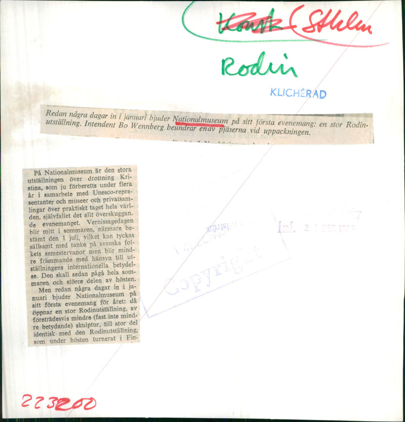 Stockholm National Museum - Vintage Photograph