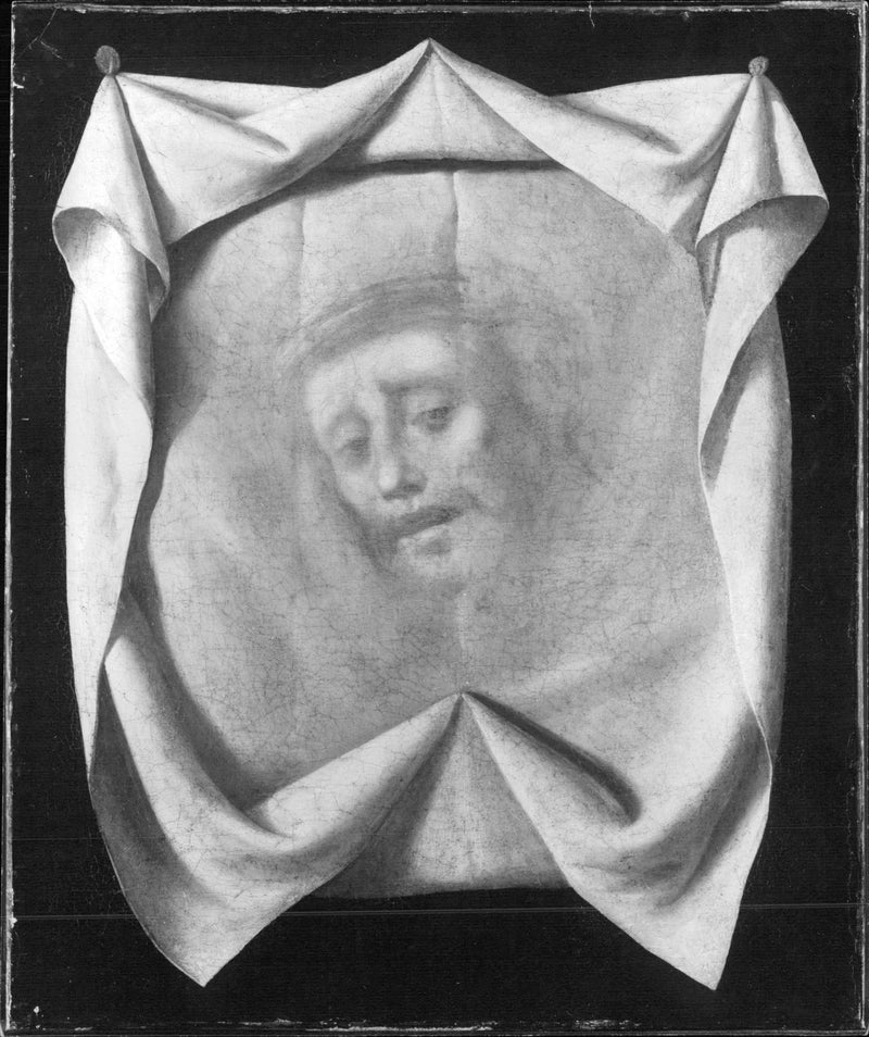 Stockholm: Nationalmuseum: Francisco de Zurbarán: Veronica's sweat cloth. - Vintage Photograph