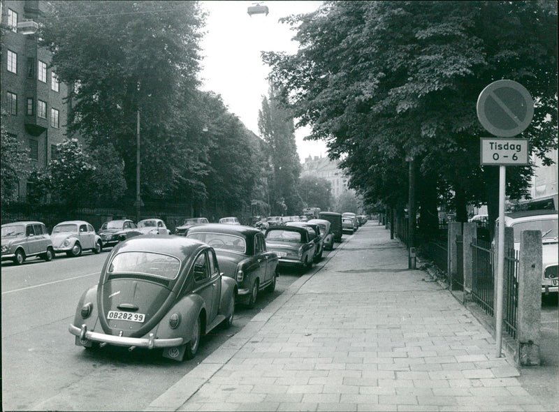 Cars parked on Karlbergsvägen - Vintage Photograph