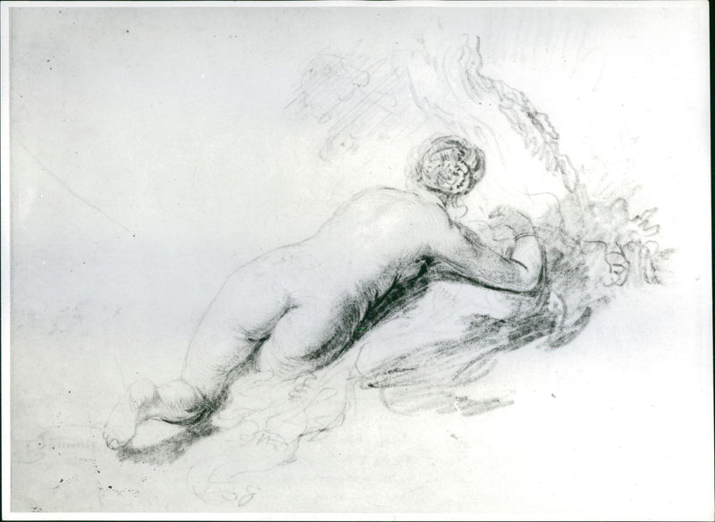 Painted woman in landscape - Vintage Photograph