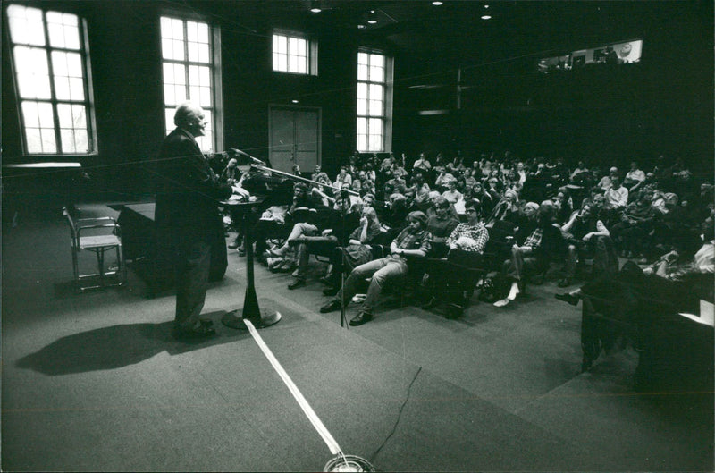 Ãke Janzon talks about poetry and criticism at the poetry day at Moderna Museet - Vintage Photograph