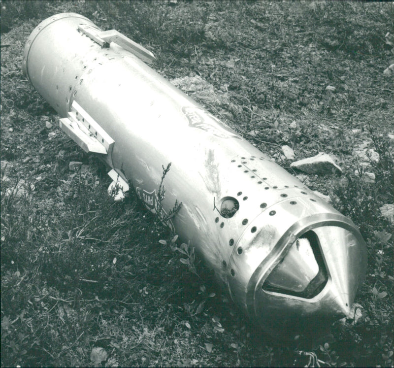 Lost high altitude rocket found. The recovered nostril - Vintage Photograph