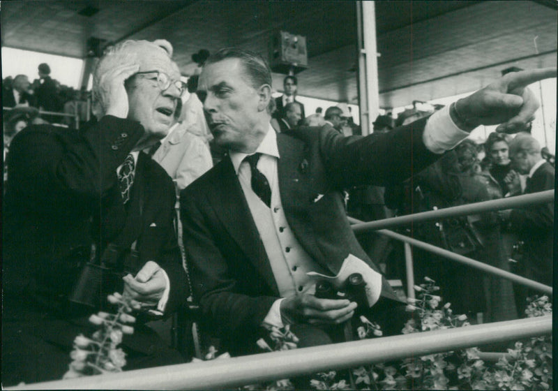 King Gustaf VI Adolf saw Swedish derby with Baron Malte Ramel. - Vintage Photograph