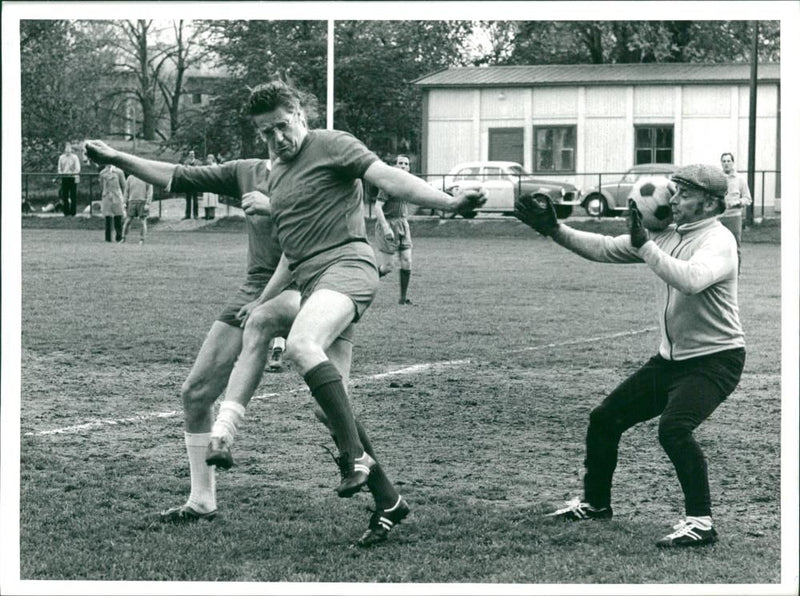 Football mach between the boys and the opposition - Vintage Photograph