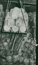 Lifting a Batch of Barrel - Vintage Photograph