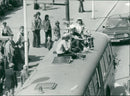 Students on the bus roof - Vintage Photograph