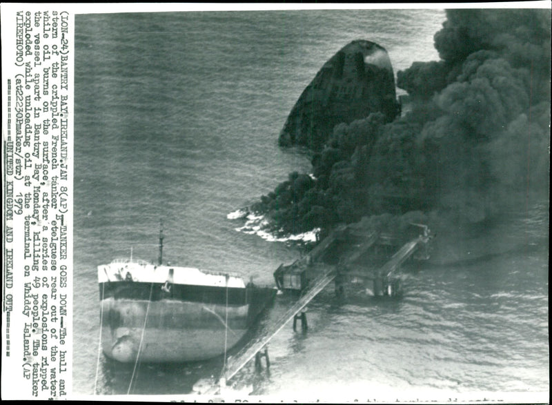 French tanker goes down - Vintage Photograph