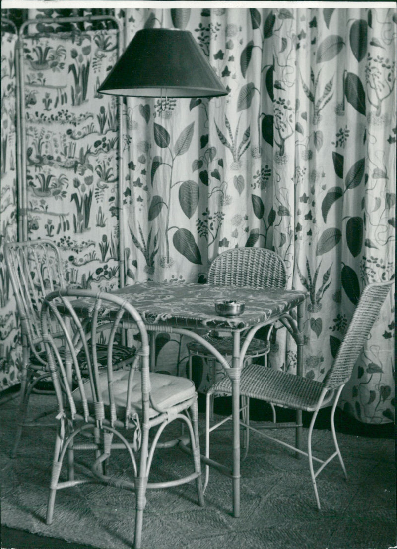 Furniture 1952-1955.  Prof. Frank's cane furniture - Vintage Photograph