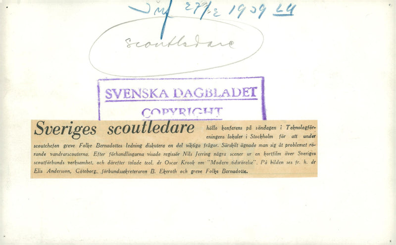 Scout movement in 1939 - Conference between Sweden's scout leaders. - Vintage Photograph