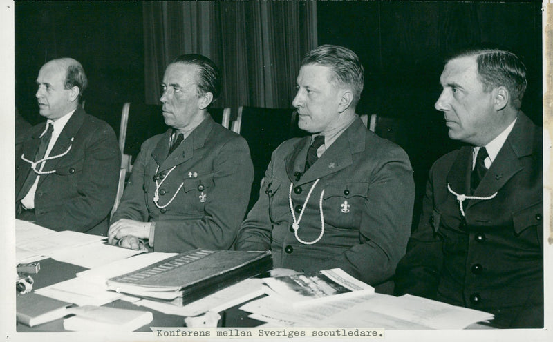 Scout movement in 1939 - Conference between Sweden's scout leaders. - Vintage Photograph