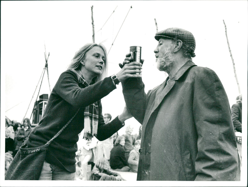 Festival guards have drinks at Pop music festival - Vintage Photograph
