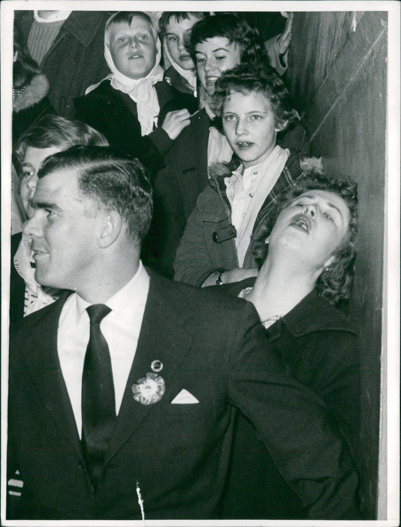 Fans enjoy Tommy Steele's song at a Pop music festival - Vintage Photograph