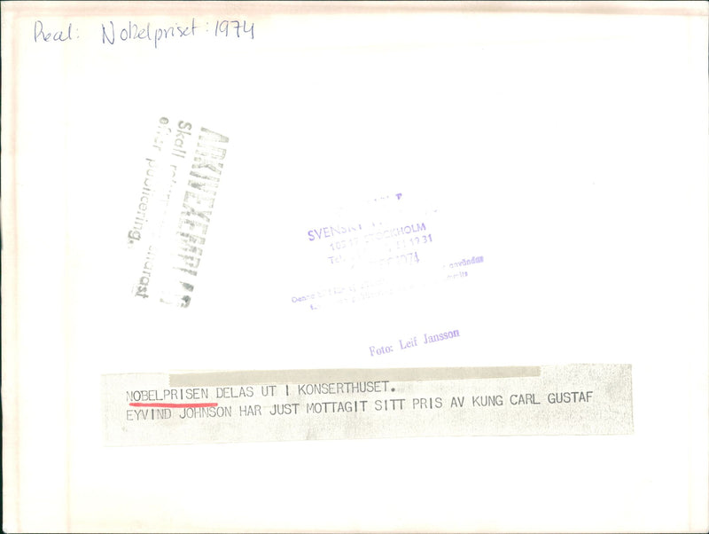 The Nobel Prize is awarded in the Concert Hall - Vintage Photograph