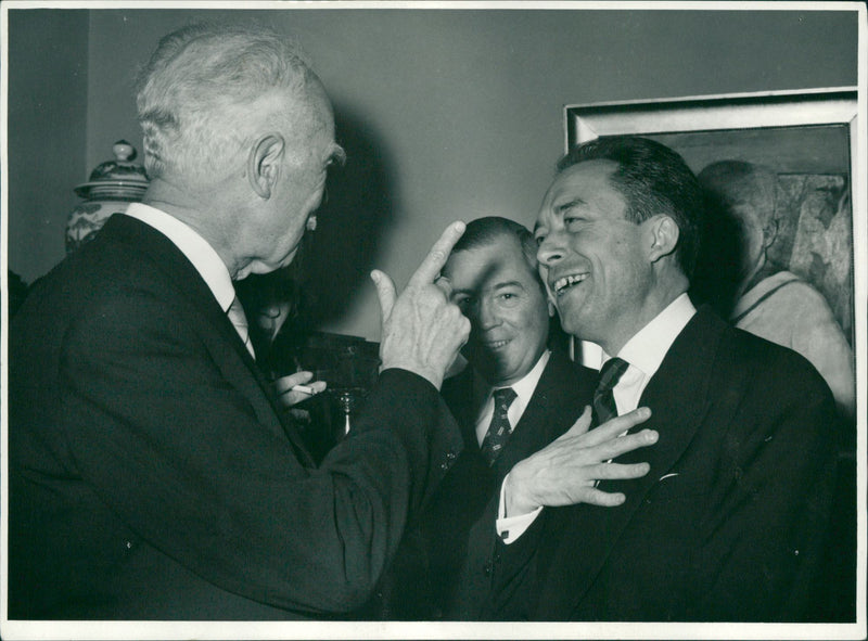 The National Marshal Birger Ekeberg and the literary laureate Albert Camus - Vintage Photograph