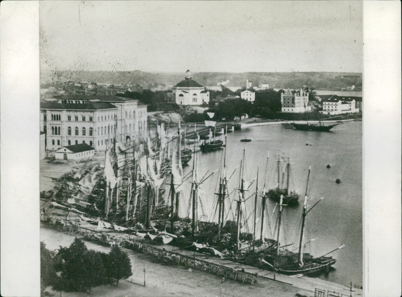 View of the church tower and Carl XII's square - Vintage Photograph