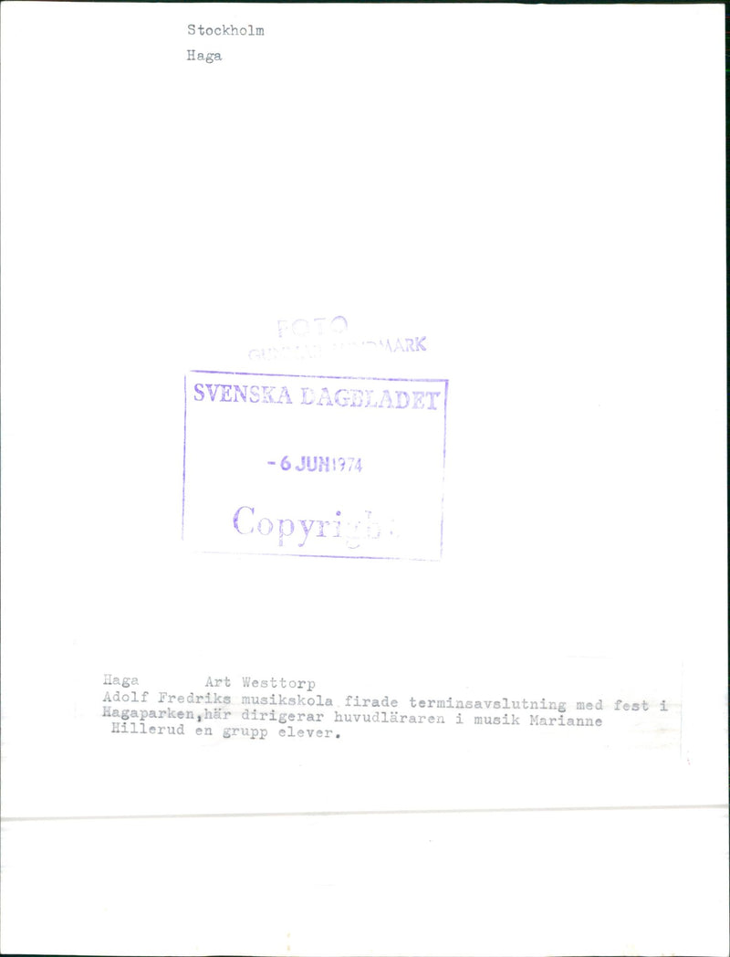 Adolf Fredrik's music school celebrates termination - Vintage Photograph