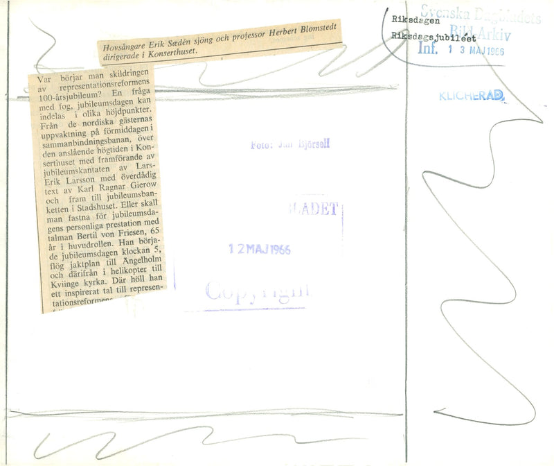 Chief singer Erik SaedÃ©n and Herbert Blomstedt in the Concert Hall - Vintage Photograph