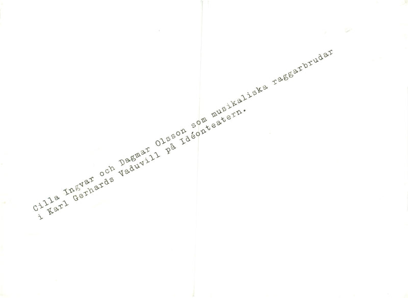 Cilla Ingvar and Dagmar Olsson as musical lads
in Karl Gerhard's "What You Want" at the Idea Theater - Vintage Photograph