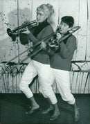 Cilla Ingvar and Dagmar Olsson as musical lads
in Karl Gerhard's "What You Want" at the Idea Theater - Vintage Photograph