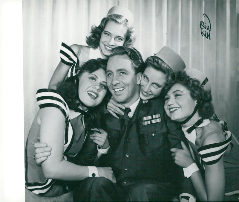 From the New Theater's revue "Taggen's Department Store" with Gerry Svedlund and the Taggen girls in "Welcome to us". - Vintage Photograph