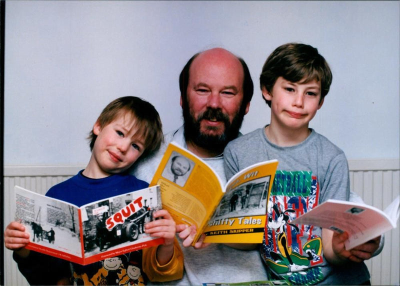 British writer Keith Skipper with his sons Danny and Robin - Vintage Photograph