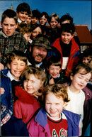 British writer Keith Skipper with pupils at Beeston Hall School - Vintage Photograph