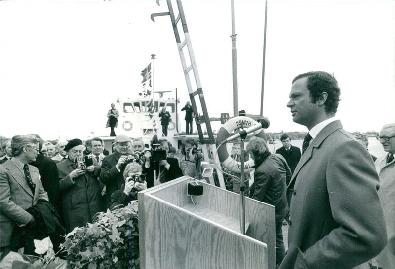 King Carl Gustaf inaugurates "DjurgÃ¥rden 8" - Vintage Photograph