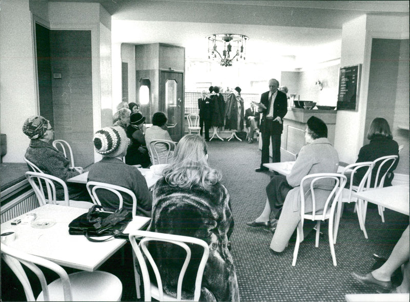 The Royal Dramatic Theatre small hall's foajé, Hans Stååt pronounces theatre's new poetry - Vintage Photograph