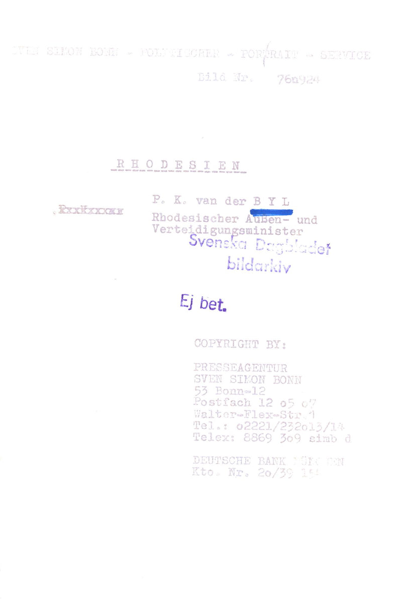 politician P. K. van der Byl - Vintage Photograph