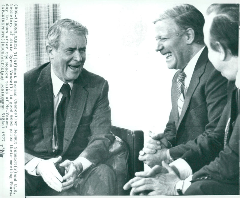 Helmut Schmidt and Cyrus Vance - Vintage Photograph