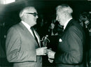 Swedish politicians Nils G. Åsling and Gösta Bohman
at Gösta Bohman's 75th birthday celebration - Vintage Photograph
