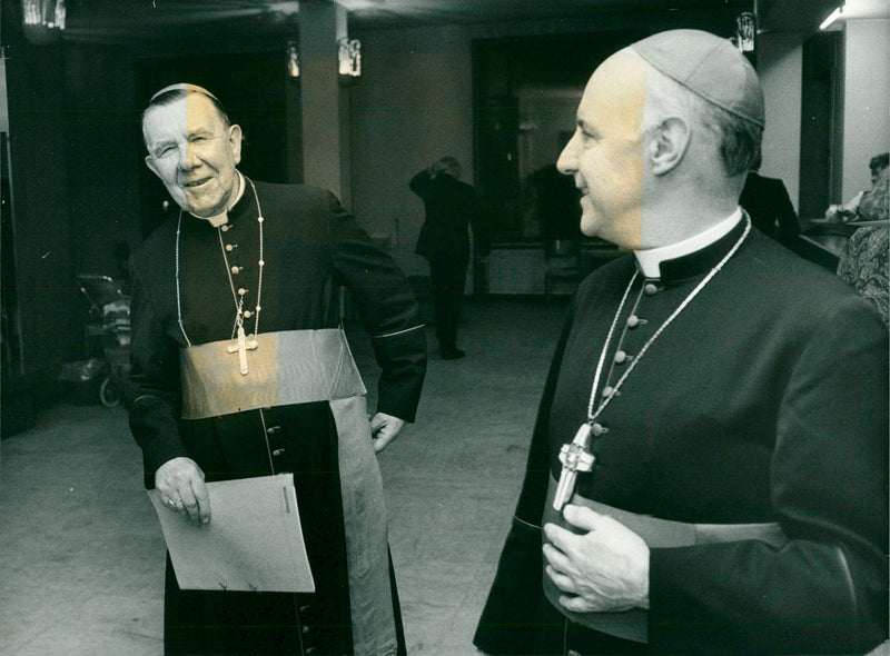 Catholic Bishop Hubertus Brandenburg (on the right) with the high guest Cardinal Gordon Gray (on the left) - Vintage Photograph
