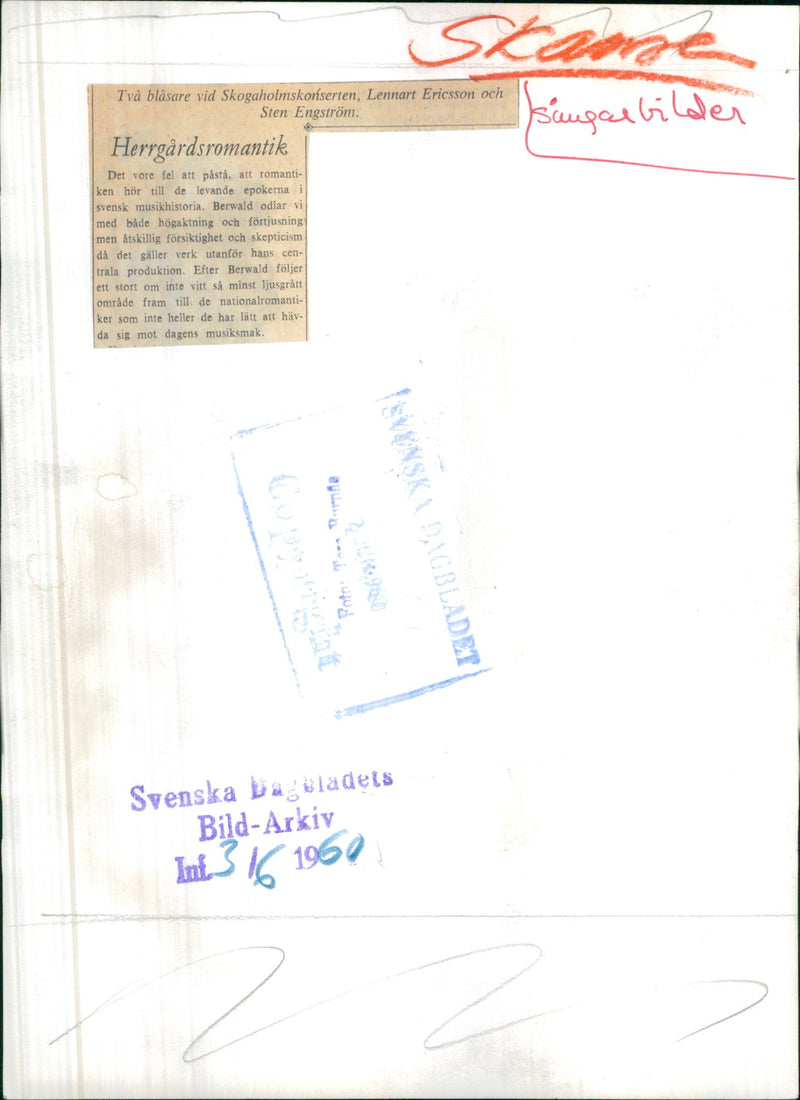 Two blowers at the Skogaholm concert at Skansen - Vintage Photograph