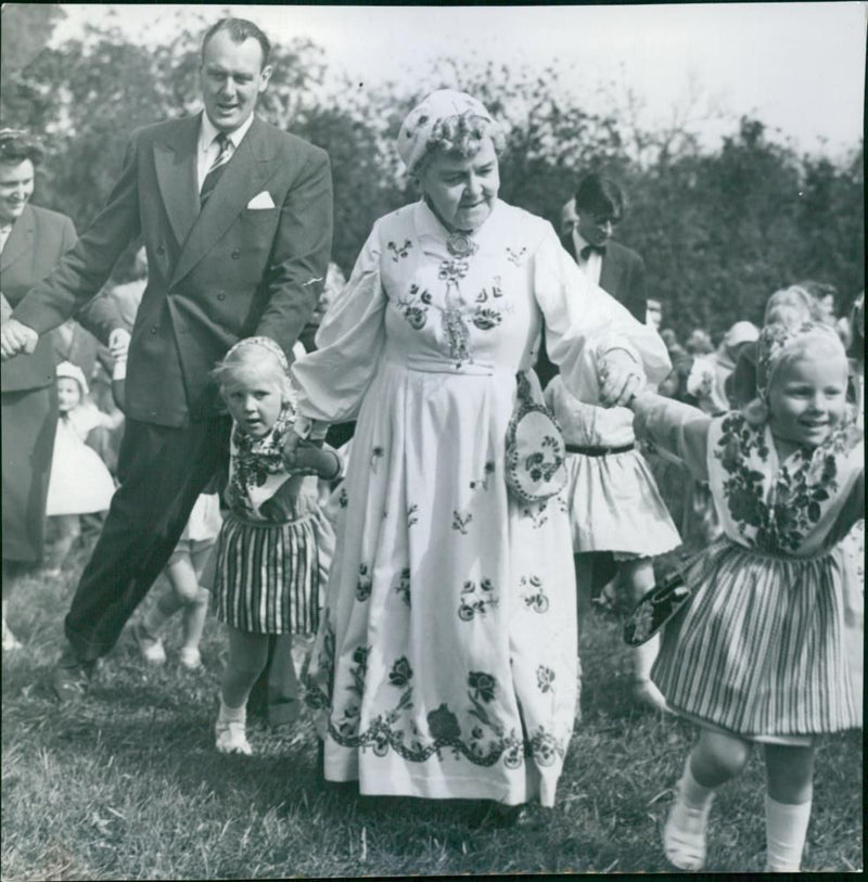 Midsummer dance on the ski - Vintage Photograph