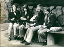 Margareta Hjelm, Anna-Karin Ericsson, Eva Magnusson and Maria Kölfeldt from Arboga  music choir at Skansen. - Vintage Photograph