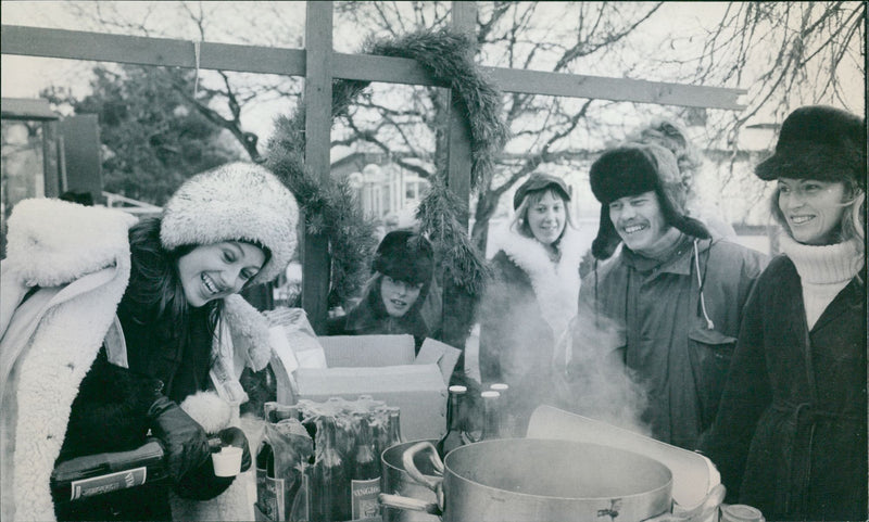 Sale of mulled wine on Skansen's Christmas market - Vintage Photograph