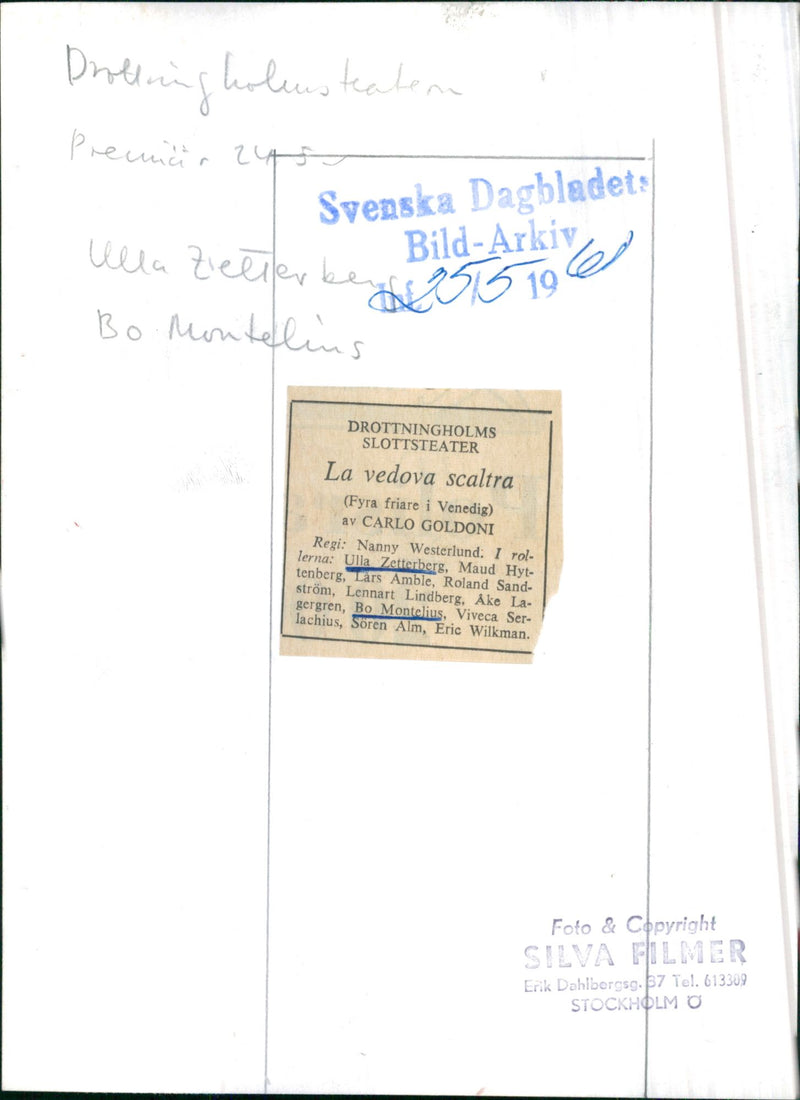 Ulla Zetterberg and Bo Montelius - Vintage Photograph