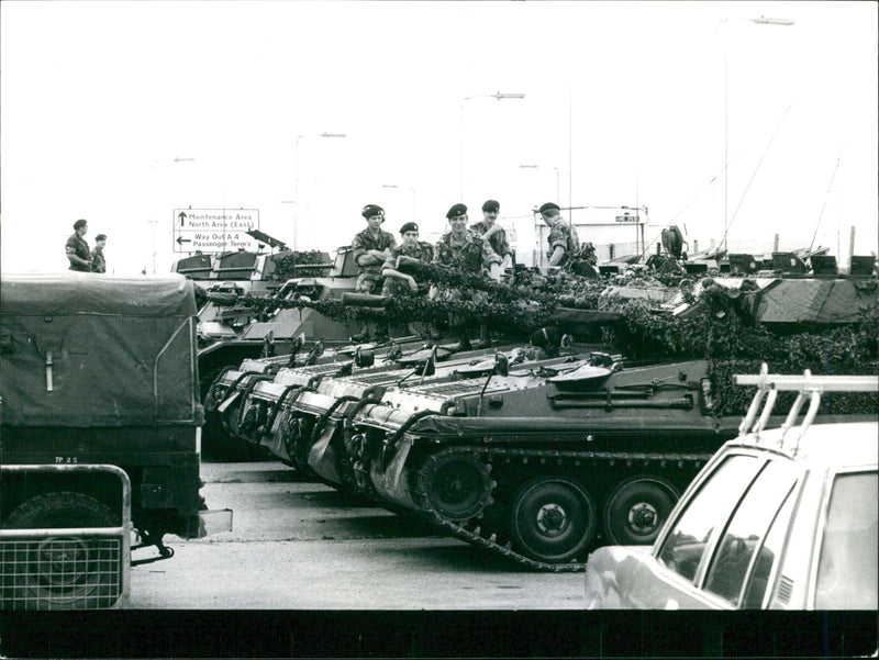 Tanks line up at Heathrow - Vintage Photograph