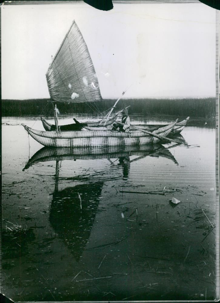 Man in boat - Vintage Photograph