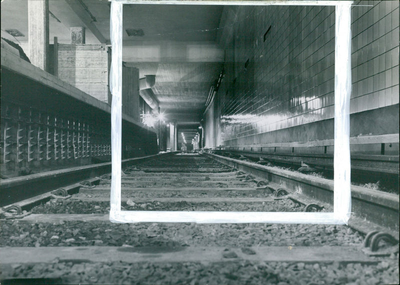 One of the Tracks in the Subway's "Central Station" Under the Concert Hall - Vintage Photograph