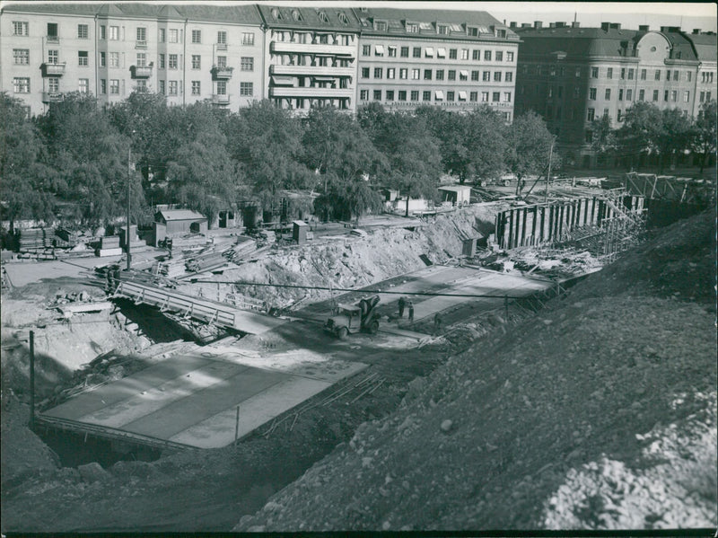 Subway, Western section, Tunnel construction at Sveavägen - Vintage Photograph