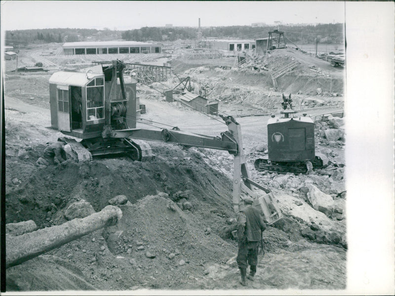 Subway, Western section, Racksta-Vellingby during work - Vintage Photograph