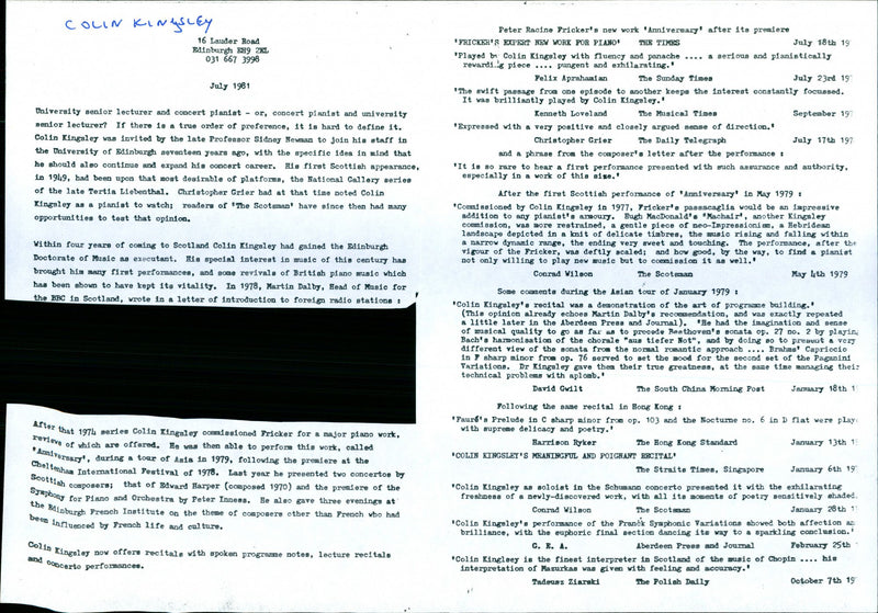 National Trust Concerts 1983 - Vintage Photograph