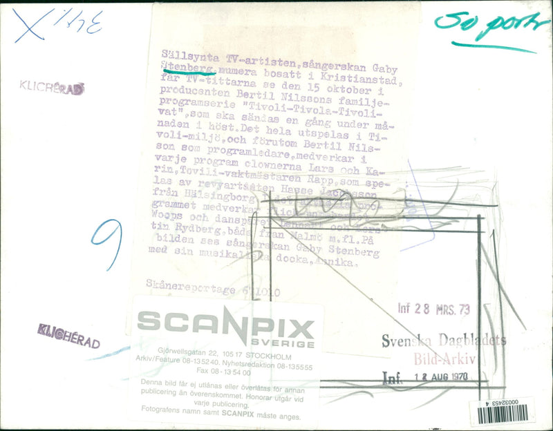 Gaby Stenberg with her musical doll - Vintage Photograph