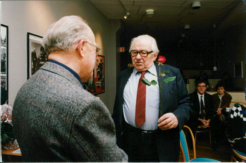 Swedish politician Gunnar Strang celebrates his 85th birthday - Vintage Photograph